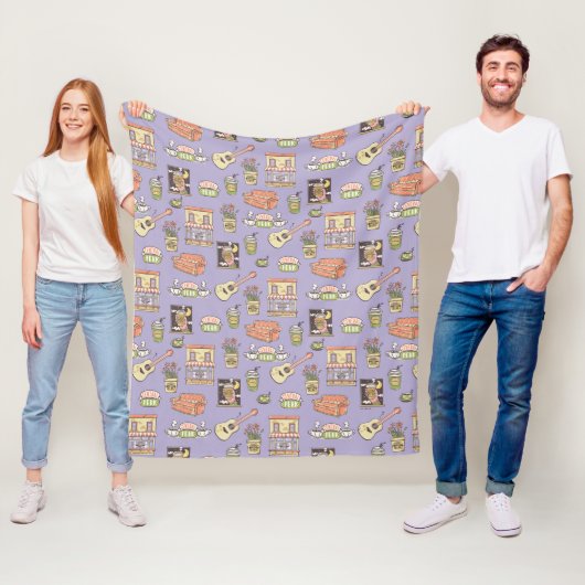 FRIENDS™ | Paars Iconenpatroon Fleece Deken (In situ)