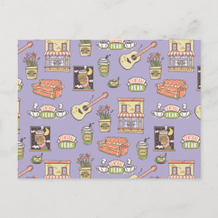 FRIENDS™   Paars Pictogrampatroon Briefkaart