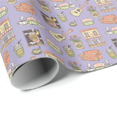 FRIENDS™ | Paars Pictogrampatroon Cadeaupapier (Rol Hoek)