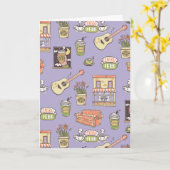 FRIENDS™ | Paars Pictogrampatroon Kaart (Gele Bloem)