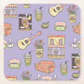 FRIENDS™ | Paars Pictogrampatroon Kartonnen Onderzetters (Voorkant)