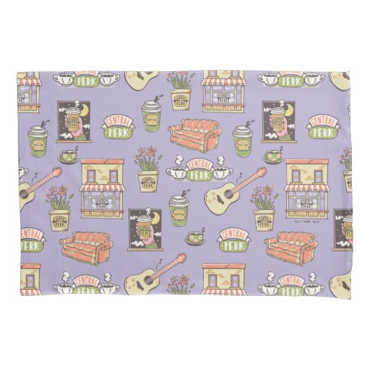 FRIENDS™ | Paars Pictogrampatroon Kussensloop (Voorkant)