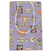 FRIENDS™ | Paars Pictogrampatroon Medium Cadeauzakje (Voorkant)