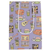 FRIENDS™ | Paars Pictogrampatroon Medium Cadeauzakje (Achterkant)
