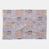 FRIENDS™ | Paars Pictogrampatroon Theedoek (Horizontaal)