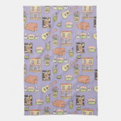 FRIENDS™ | Paars Pictogrampatroon Theedoek (Verticaal)