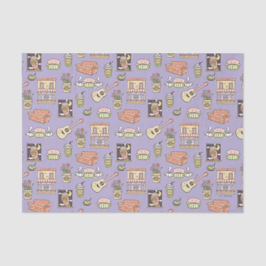 FRIENDS™ | Paars Pictogrampatroon Tissuepapier (Voorkant)