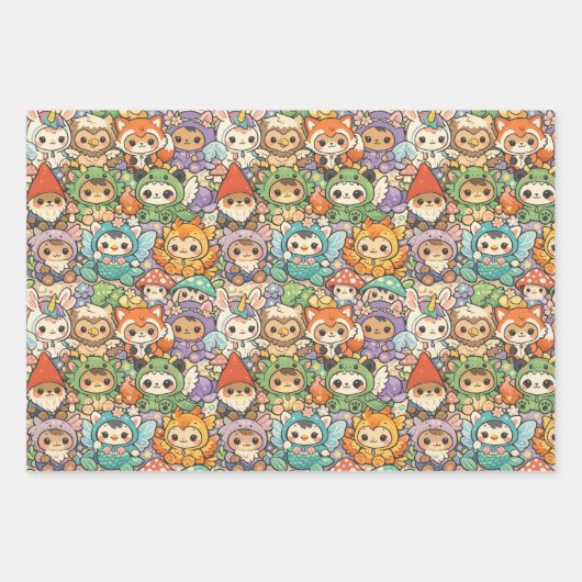 Friends Parade | Cute Animal Wrapping Paper Sheets (Voorkant)