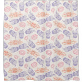 FRIENDS™ | Pastel Central Perk-patroon Douchegordijn (Voorkant)