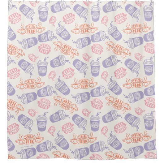 FRIENDS™ | Pastel Central Perk Pattern Douchegordijn (Voorkant)
