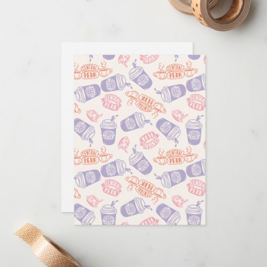 FRIENDS™ | Pastel Central Perk Pattern Notitiekaartje (Voorkant / Achterkant in situ)
