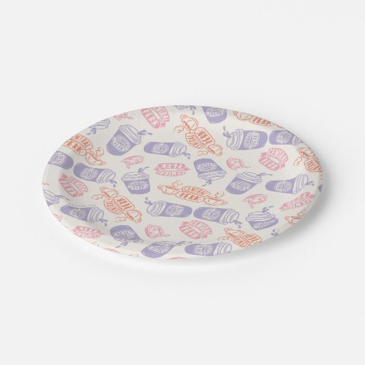 FRIENDS™ | Pastel Central Perk Pattern Papieren Bordje (Gekanteld)