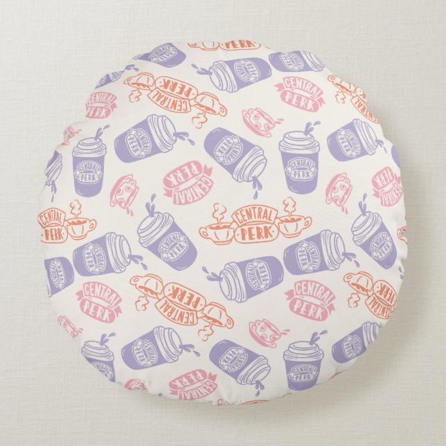 FRIENDS™ | Pastel Central Perk Pattern Rond Kussen (Voorkant)