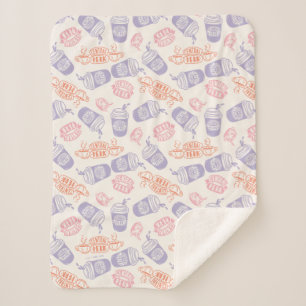 FRIENDS™ Pastel Central Perk Pattern Sherpa Deken