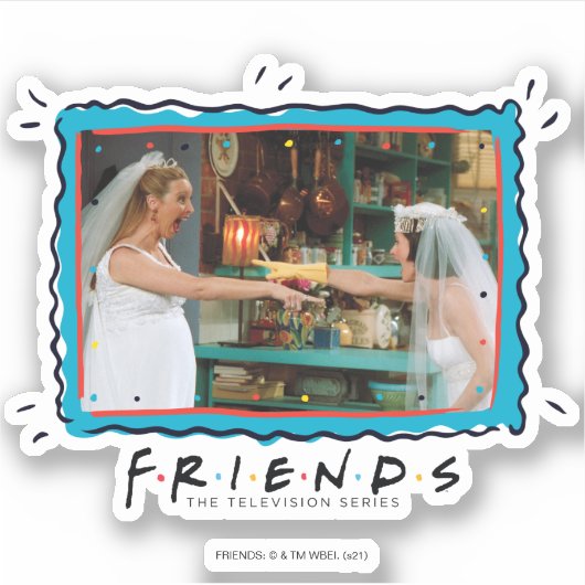 FRIENDS™ | Phoebe en Monica in Weddenschappen Sticker (Voorkant)
