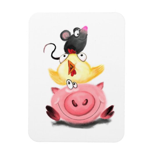 Friends Piggy Chick en Mouse Magnet Fun Magneet (Verticaal)