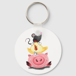 Friends Piggy Chick en Mouse Sleutelhanger
