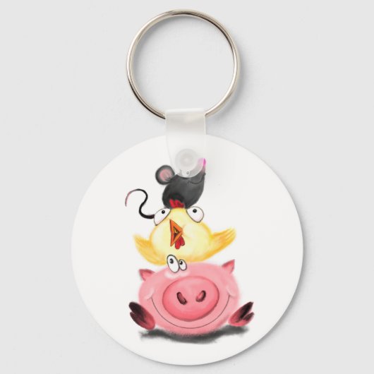 Friends Piggy Chick en Mouse Sleutelhanger (Voorkant)