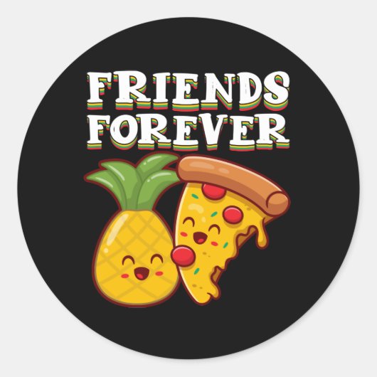 Friends Pineapple Pizza Ronde Sticker (Voorkant)