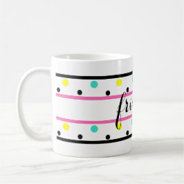Friends Pink Blue Yellow Polka Dots Koffiemok