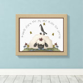Friends Primitive Country Sheep & Crow Canvas Afdruk (Insitu (Houten vloer))