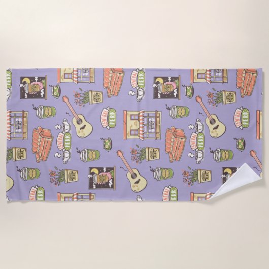 FRIENDS™ | Purple Icon Pattern Strandlaken (Voorkant)