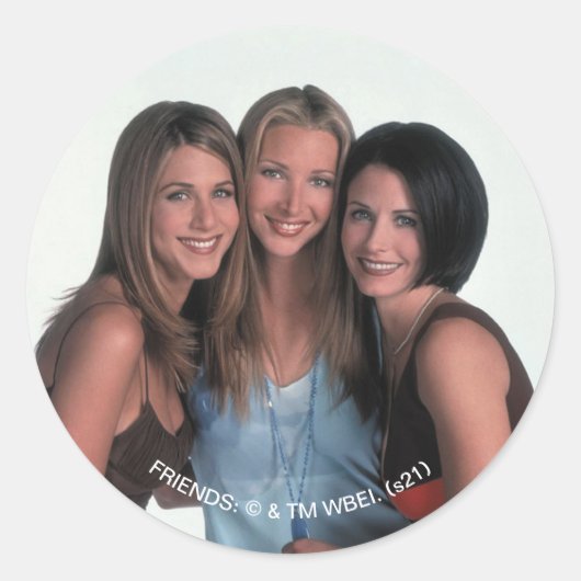 FRIENDS™ | Rachel, Phoebe en Monica Ronde Sticker (Voorkant)