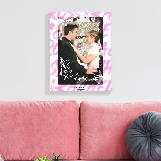 FRIENDS™ | Ross en Rachel Doodled Hearts Canvas Afdruk (Insitu (Woonkamer))