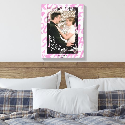 FRIENDS™ | Ross en Rachel Doodled Hearts Canvas Afdruk (Insitu (Slaapkamer))