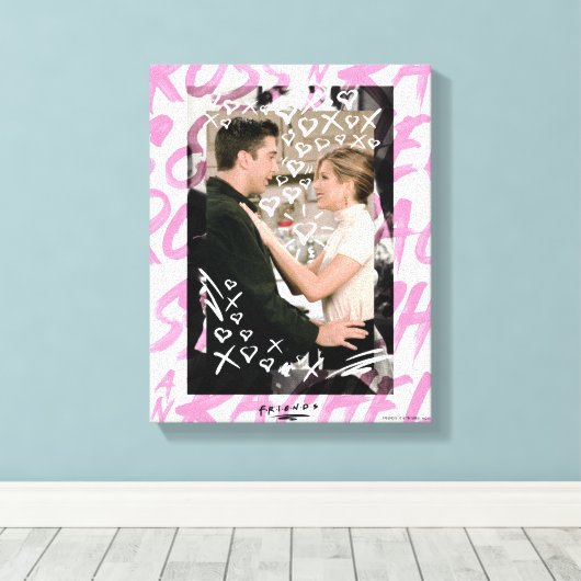 FRIENDS™ | Ross en Rachel Doodled Hearts Canvas Afdruk (Insitu (Houten vloer))