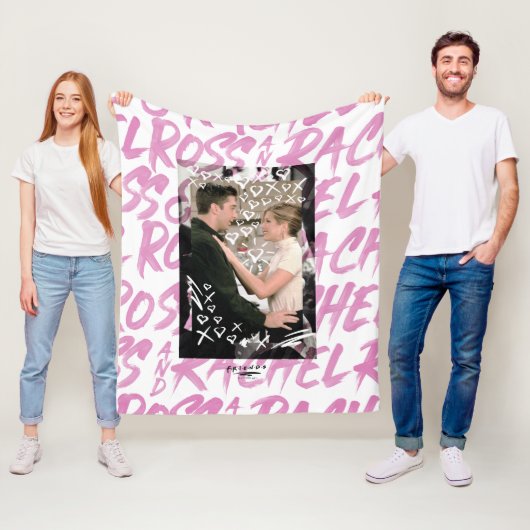 FRIENDS™ | Ross en Rachel Doodled Hearts Fleece Deken (In situ)