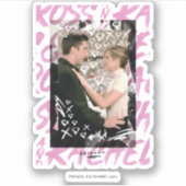 FRIENDS™ | Ross en Rachel Doodled Hearts Sticker (Voorkant)