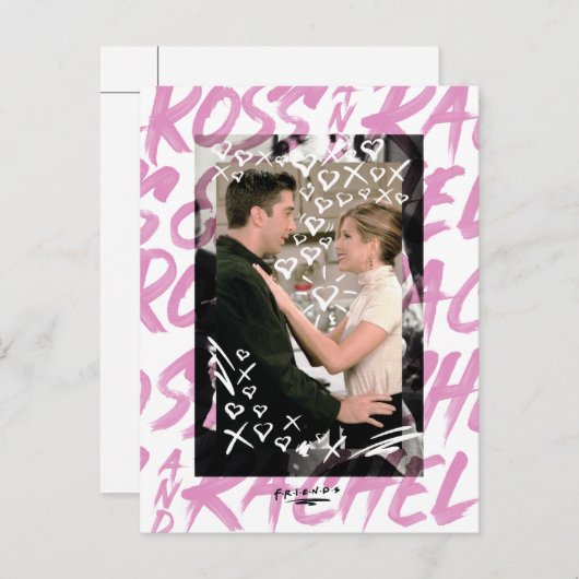 FRIENDS™ | Ross en Rachel Doodled Hearts Uitnodiging Briefkaart (Voorkant / Achterkant)