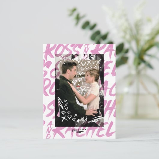 FRIENDS™ | Ross en Rachel Doodled Hearts Uitnodiging Briefkaart (Staand voorkant)