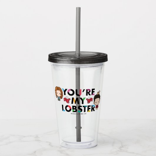 FRIENDS™ | Ross & Rachel Kreeft Chibi Acryl Drinkbeker (Voorkant)