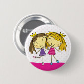Friends roze prinses ronde button 5,7 cm (Voorkant /achterkant)