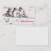 Friends sat on beach drawing visitekaartje (Voorkant / Achterkant)