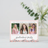 Friends Siblings Graduation Party Blush Floral Briefkaart (Staand voorkant)