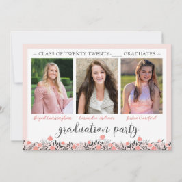 Friends Siblings Graduation Party Blush Floral Kaart
