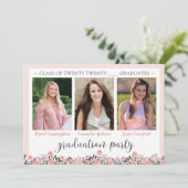 Friends Siblings Graduation Party Blush Floral Kaart (Staand voorkant)