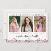 Friends Siblings Graduation Party Blush Floral Kaart (Voorkant)