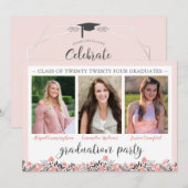 Friends Siblings Graduation Party Blush Floral Kaart (Voorkant / Achterkant)
