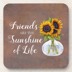 Friends Sunshine Life Sunflower Vase Brown Rustic Bier Onderzetter