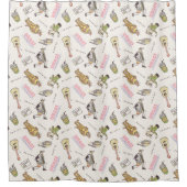 FRIENDS™ Tan Cartoon Patroon Douchegordijn (Voorkant)