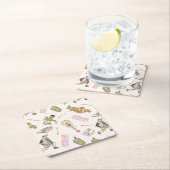 FRIENDS™ Tan Cartoon Patroon Kartonnen Onderzetters (Insitu)