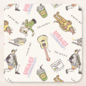 FRIENDS™ Tan Cartoon Patroon Kartonnen Onderzetters (Voorkant)