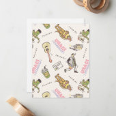 FRIENDS™ Tan Cartoon Patroon Notitiekaartje (Voorkant / Achterkant in situ)