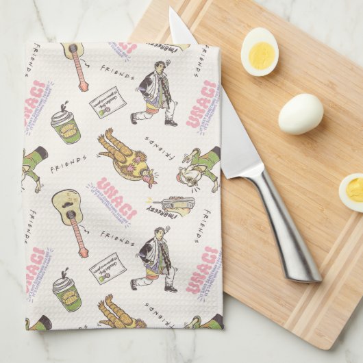 FRIENDS™ Tan Cartoon Patroon Theedoek (Quarter Fold)