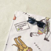 FRIENDS™ Tan Cartoon Pattern Strandlaken (In situ)