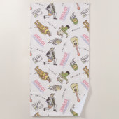 FRIENDS™ Tan Cartoon Pattern Strandlaken (Voorkant)